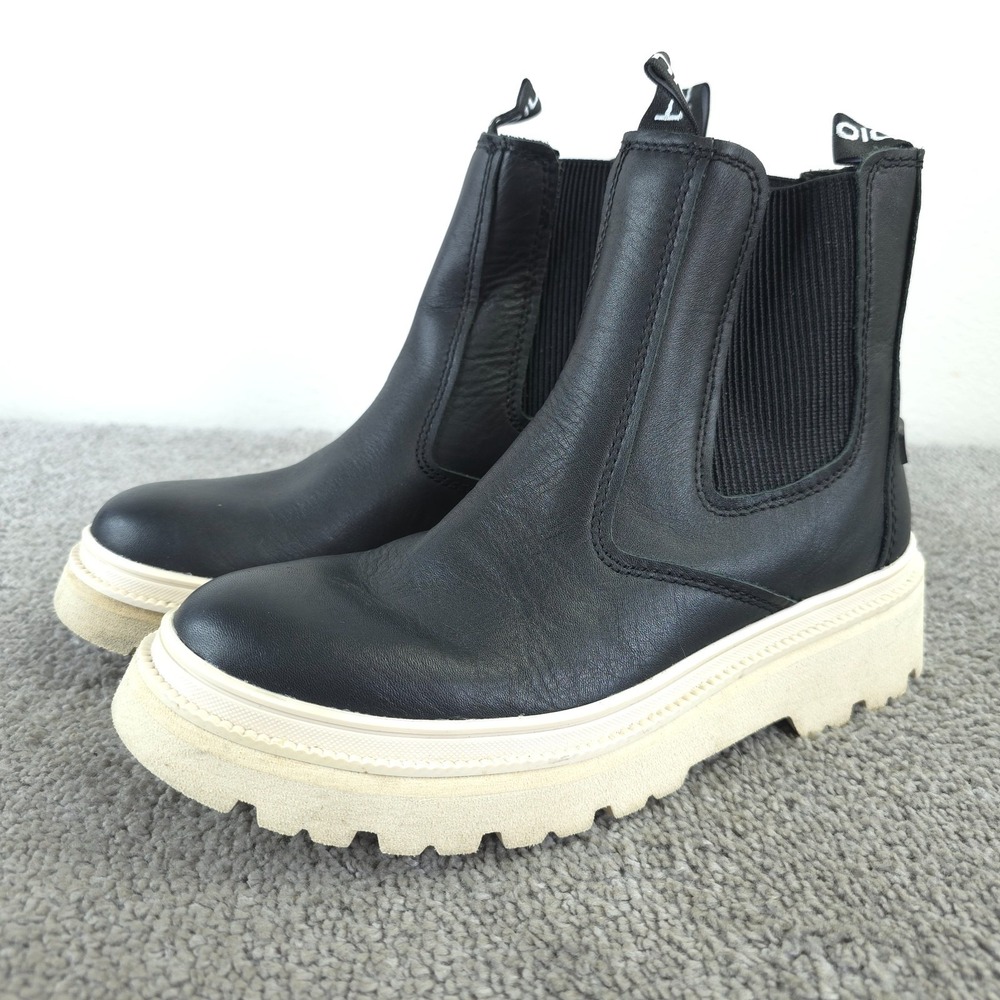 Bionica Drina Waterproof Chelsea Boots Womens 8 Black Leather Platform Lug Sole
